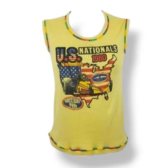 Vintage Rare 1980 U.S. Nationals NHRA Indianapolis Raceway Top in Yellow Size S - Picture 1 of 7